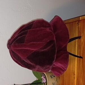 Vintage Renaissance Burgundy Velvet Hat